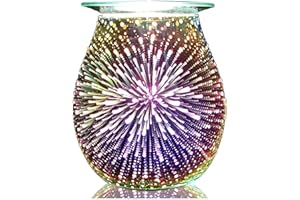 Makimoo Stunning Electric Wax Melt Burners, Oil Burner, Wax Warmer, Night Light Oil Lamp for Home Decoration (3D Fireworks)
