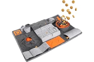 PIYMNYS Schnüffelteppich für Hunde | 65*44cm | Hundespielzeug mit Anti-Rutsch | Waschbar | Extrem Material | Intelligenzspielzeug für Hunde | 10 Trainingselemente | 3 Schwierigkeitsstufen | Stressabbau (Grau)