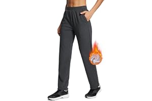 BALEAF Damskie spodnie dresowe z podszewką polarową grubsze bawełniane ciepłe spodnie termiczne z prostymi nogawkami z dużymi kieszeniami