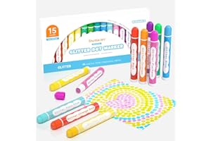 ‎SHUTTLE ART Shuttle Art 15 Glitzer Dot Markers, Kinderstifte auswaschbar, Bingo Marker, Stempelstifte für Kinder zum Malen & Bingo Painting Set, Bingo Dabber Pen mit ungiftiger Wasserbasis Tinte, Punkt Marker Set