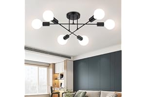 YHTlaeh Lampadario Soffitto Industrial Forma DIY Plafoniera E27 Moderno Lampada da Soffitto in Ferro Vintage per Camera da letto Soggiorno Cucina Corridoio (Nero, 6T)