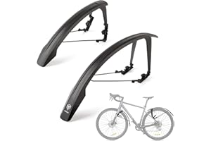 GEWAGE Kit Garde-Boue pour Vélo de Route & Gravel, 700C/28 – Montage sans Outils, Double Spoiler, Protection Anti-Projections Extensible