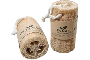SenzaMa Luffa Naturale NON Trattata - Spugna di Luffa per Peeling Scrubber Lavaggio del Corpo Cucina e Bagno (2 PEZZI)