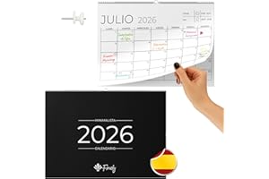 Finoly Calendario 2026 Pared Enero 26 Dic 26 (12 Meses) | Calendario Mensual 2026 | calendario Familiar para Colgar en la Pared | Almanaque con Cuelga Fácil