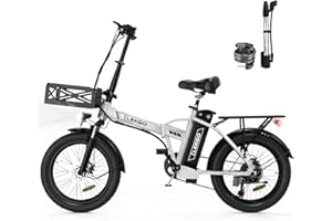 ELEKGO Vélo électrique 20" Gros Pneu 3.0 vélo électrique 36V12Ah Batterie vélo Pliant, 7 Vitesses Transmission vélo de Ville, Moteur 250W VTT pour Adultes