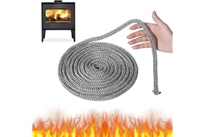 SYHDFXKNP Junta Cristal Chimenea Junta para Chimenea 8mm x 2.5m Junta Chimenea de Leña Junta Puerta Chimenea Cordon Chimenea Cuerda Fibra de Vidrio Junta Refractaria para Chimeneas y Estufa (Φ 8mm x 2.5m)