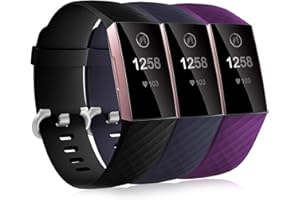 Dirrelo 3 Pack Compatible con Fitbit Charge 3 Correa/Fitbit Charge 4 Correa/Charge 3 SE Correa para Mujeres Hombres, Pulsera Deportiva de Repuesto Ajustable de Silicona Suave