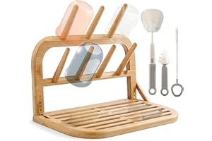 Kryvella Trockenständer Babyflaschenr, All-in-One Flaschenhalter Faltbar Platzsparender Stand Trockenständer mit Flaschenbürsten-Set für Babyflaschen und Pumpenteile Reinigung