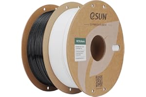 eSUN PETG Filament 1.75mm, PETG High Toughness Filament, 1kg Per Spool, 2 Coils for 3D Printer,Black+White