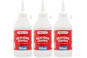 Starplast Silicona Líquida Pack 3 150ml - Transparente para goma eva, papel, cartón, cuero, tela y madera. Cierre con tapón. Ideal para manualidades, artesanía o maquetas.