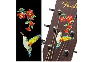 Inlaystickers Decal for Guitars, Bass & Ukuleles - Hummingbird & Flowers B-330HF