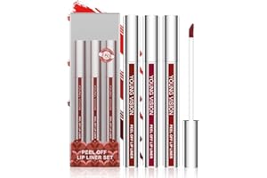 LOPHE Peel Off Lip Liner Stain, 3 Pcs Perfilador de Labios Set, Despegable, Delineador Labios de Larga Duración, Lip Tint con Acabado Mate, Impermeable, Lápiz Labial para Mujeres (Conjunto B)