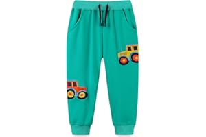 TEDD Pantaloni per Ragazzi Bambino 100% Cotone con Stampe Dinosauro Razzo Escavatore Jogging Comfortevoli per Gioco e Quotidiano Taglie 1-7 Anni