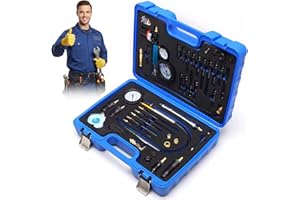 VEXNOOK 46-tlg Kompressionstester - für Benzin und Dieselmotoren, 0-50 Bar | 0-725 PSI, Druckverlusttester kompatibel mit HDI, TDCi, Pumpendüsen-Motoren, für Autos, LKWs und Motorräder