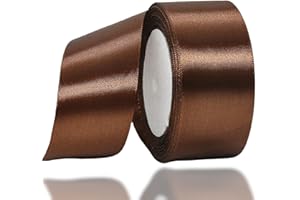 RONGZUBAT Kaffee Satinband 40mm,Geschenkband Satinband 22 Meter Polyesterband, Kaffee Schleifenband für Geschenkverpackung,Dekoration,Hochzeit,Weihnachten,Bastelarbeiten,und Geschenkverpackung