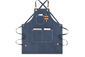 Nanxson Delantales de Lienzo para Trabajo de Hombres con Bolsillos, Delantal de Herramientas para Jardinería, Delantal de Chef de Restaurante