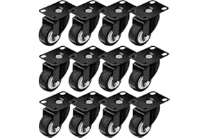 ONLINE BEST SERVICE 12 Pack 50mm Up to 200KG Heavy Duty Castor Wheels without Brakes, Rubber Bases & Top Plates with Bearings Wheels Ideal for DIY Projects, Swivel Furniture Trolleys