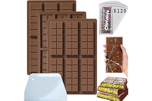 Kinyoda 3 Piezas Molde de Chocolate sin BPA, Tableta de Silicone Antiadherente para Rellenar Barras de Pistacho