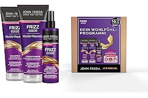 John Frieda Frizz Ease Wunder Kit d'avantages de réparation – Shampoing, après-shampooing, spray de soins immédiats et masque pour les yeux MegRhythm – Programme de bien-être pour la maison