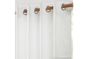 Softalker Tenda in lino, 270 x 140 cm, semi-trasparente, 2 pezzi, tende con occhielli, per decorazione per interni della finestra, moderna, soggiorno, camera da letto, cucina per bambini