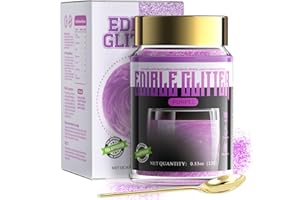 ANRZO Glitter Commestibili per Torte e Bevande - Polvere Colorante Brillante, Decorazioni per Torte, Cupcakes, Cioccolato, Bevande, Cocktail- Vegano, Senza Glutine - 15g (Viola)