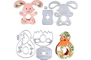 BHGT 2 Set Fustelle Pasqua Scatole Taglio Muore Coniglio Uovo di Pasqua Cutting Dies Bomboniere Decorazioni Pasquali per Scrapbooking Album Diario Cartolina d’auguri Biglietto Mestiere Goffratura Fai da Te