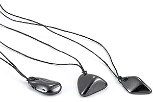 KASHU SN NATURSTEIN UG - Colgante Piedra Shungit Pulida | Gema y Piedra Curativa de Carelia - 3 Unidades - 2-4 cm