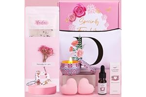 BAICAI Birthday Pamper Gifts for Women, Personalized Letter D Happy Birthday Letterbox Gifts for Her, Unique Ladies Spa Bath Set Get Well Soon Hampers Thank you Gifts for Women Best Friend Bestie Sister Mum