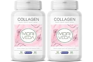 MoriVeda BioCell Collagen gélules, 2 x 60 unités, collagène de type II avec acide hyaluronique et chondroïtine, pour la peau, les articulations et les tissus conjonctifs, certifié ISO