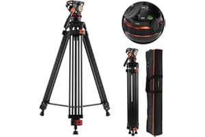 K&F Concept Trépied Vidéo avec Tête Fluide 191cm, Trépied Appareil Photo, Plaque QR Compatible avec DJI RS Gimbals Manfrotto, Capacité de Charge 8KG, Panoramique à 360° VA3+BV10