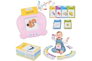 TIAZHAN Talking Flash Cards, Educational Toys for 2 3 4 5 6 7 8 Year Old Baby Boys Girls, Preschool Learning Toy Reading Machine with 224 Words, Toddler Toy Gifts for Kids Birthday Christmas - Pink