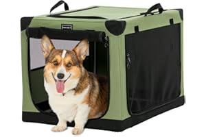 Petsfit Hundebox faltbar, Hundebox für zuhause Verstellbarer Stoffbezug mit Spiraleisenrohr, Hundetransportbox Auto Stoff für große mittlere kleine Hunde,Leicht zu Verstauen