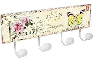 POMOLINE PERCHA pared metal diseño Retro Vintage decoración Jardín CARTA MARIPOSA con 4 GANCHOS porcelana