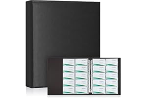 WITHYU 600 Capacity Business Card Organiser Album - 30 Refillable A4 Pages, Side Loading, PU Leather Binder for Business Cards, Credit Cards | Office Organisation