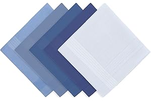 TWERUNA 5 PCS Mens Handkerchief, Pure Cotton Mens Hankies Multipack Handkerchiefs for Men Cotton Pocket Solid Color Stripes