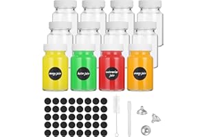 Hixava 12 Piezas Mini Botella Cristal 60ml Mini Botella de Vidrio Botes Cristal Pequeños Botella de Vidrio Reutilizables con Tapa Hermética Etiquetas Cepillo y Embudos para Jugos Aceites y Salsas