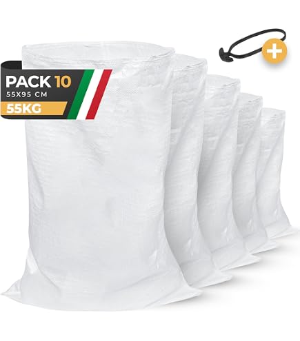 Sacs En Polypropylène Tissé Garronda 85x50 Cm - Lot De 10, Capacité 25kg, Pour Gravats, Feuilles, Sable