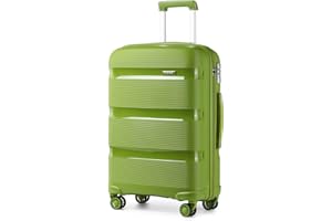 Kono Lekka walizka transportowa z polipropylenu, 4 kółkami z wbudowanym zamkiem TSA, Zielony, L-76CM, Walizka
