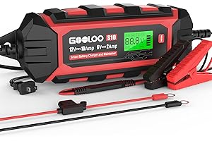 GOOLOO 10-Amp Car Battery Charger, 6V and 12V Fully Automatic Battery Charger Maintainer, Trickle Charger, Smart Battery Desulfator for Lead-Acid Batteries