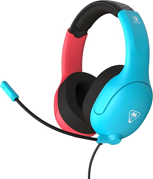 Turtle Beach Airlite Fit Auriculares con Cable para Juegos en Neón Azul y Rojo con Licencia Oficial para Todos los Nintendo Switch - 1
