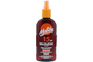 Malibu Sun SPF 15 Non-Greasy Dry Oil Spray for Tanning, Medium Protection, Water Resistant, 200ml