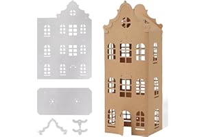 BETESSIN 1 juego Troquel Edificio para Navidad, Corte Plantillas 3D Casa de Navidad, Manualidad Troquel para Linterna de Papel Decoración Mesa Hogar Fiesta de Navidad