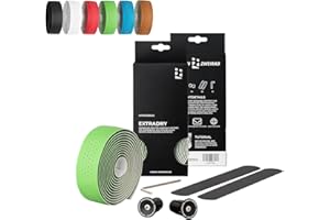 URBAN ZWEIRAD - Nastro per manubrio bicicletta da corsa Extra Dry, nastro autoadesivo con terminali per manubrio in alluminio, nastro per manubrio bici da corsa, bici da gravel (verde)