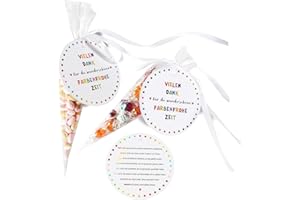 BETESSIN 10 Stück Geschenkanhänger mit Kegeltüten für Kita Abschiedsgeschenk Erzieherin Personalisierte Geschenkverpackung für Kindergarten Abschiedsgeschenke für Kindergärtnerin Erzieherin usw.