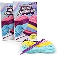 My 1st Knitting Set, Design and Create Your Own, Perfect for Beginners and Children, Kit Includes Instructions, Coloured Wool and Needles (2 Pack)