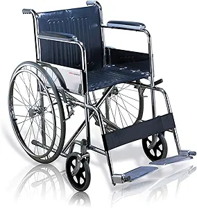 VMS Careline Comfort Pneumatic Wheel Regular Folding Manual Wheelchair with Safety Belt (Spoke Wheels)