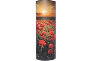 URNSWITHLOVE Scattering Ashes Urn, Eco-friendly Biodegradable Cremation Urn Scatter Tube (Poppy Sunset Medium)