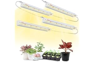 ANPSSSEN Lampade per Piante T5 da Interno, Confezione da 4Pack (42cm, 10W x 4) Luce LED a Spettro Completo con Riflettori per Piantine, Fascia Luminosa 4000K Bianca per Scaffali e Ripiani