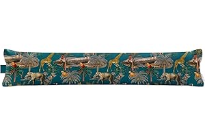 Izabela Peters Luxurious Eco-Friendly Draught Excluder - Safari Voyage - Teal - Standard - Window Door Seal, Fabric Draft Excluder Cushion Stopper For Door Bottom