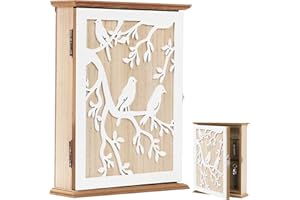 BlyeMichdi Skrzynka na klucze drewniana, vintage skrzynka na klucze, szafka na klucze z 6 haczykami na klucze, półka na klucze, organizer ścienny, dekoracyjny uchwyt na klucze do wejścia, korytarza